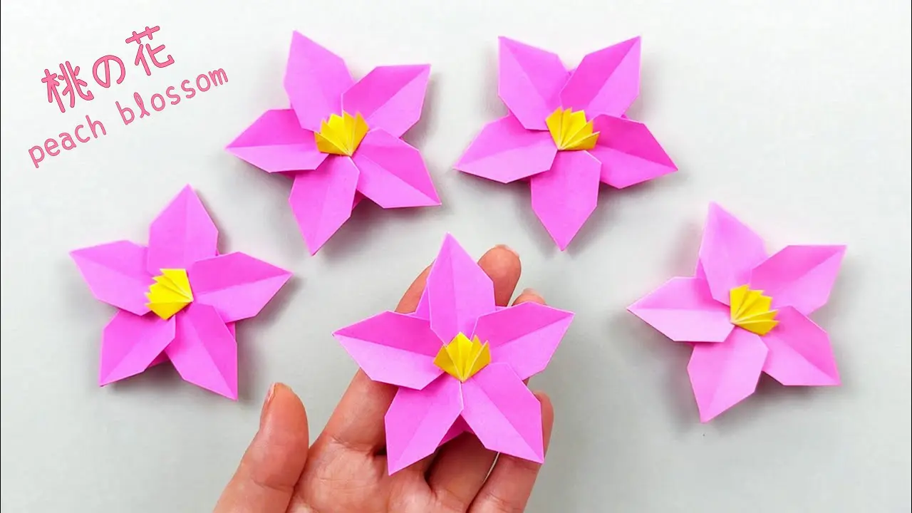 折り紙】実に簡単な桃の花🍑How to make peach blossom#桃の花#もも